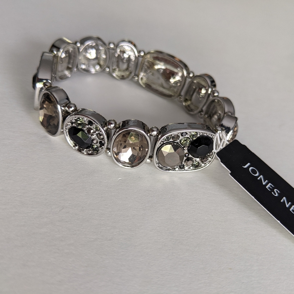 Jones New York Bracelet, Stretch Elastic, Black and Silver